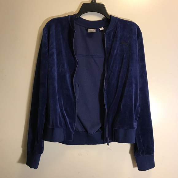 Puma Jackets & Blazers - puma royal blue velour velvet bomber jacket